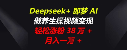 Deepseek+即梦AI,做养生操视频变现,轻松涨粉38W+,月入一W+-誉聚网赚