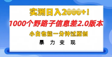 2025抖音1000个野路子信息差最新玩法,一分钟过原创,暴力变现月入几k-誉聚网赚