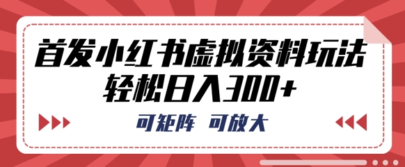 首发小红书虚拟资料玩法,可矩阵,可放大,轻松日入3张-誉聚网赚