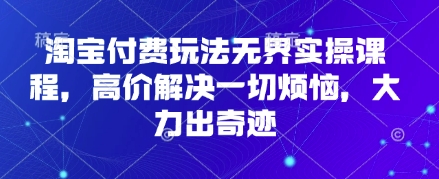 淘宝付费玩法无界实操课程,高价解决一切烦恼,大力出奇迹-誉聚网赚