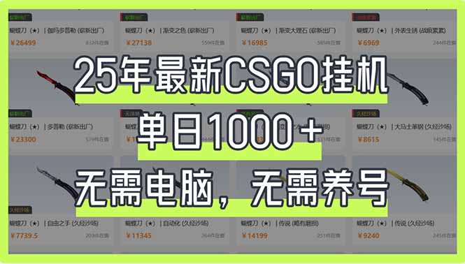 (14178期)25年最新CSGO挂机系统,单日1000+,无需电脑,无需养号,0基础可上手-誉聚网赚