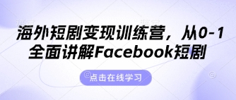 海外短剧变现训练营,从0-1全面讲解Facebook短剧-誉聚网赚