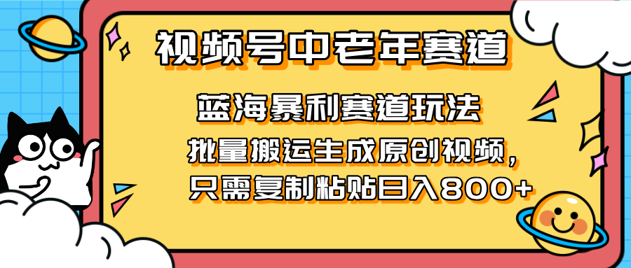 (14314期)2025视频号中老年短视频蓝海暴利风口!复制粘贴搬运视频单日赚800+,无...-誉聚网赚