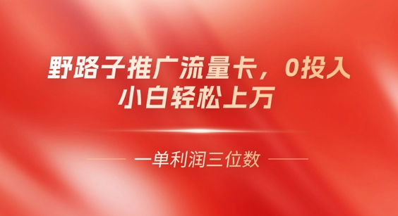 0门槛推广流量卡,一单收益上百,0投入,小白月入过W-誉聚网赚