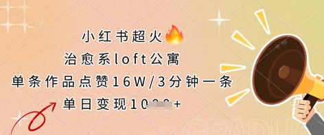 小红书超火的治愈系loft公寓,单条作品点赞16W,3分钟一条,单日变现数张-誉聚网赚