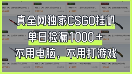 真全网独家CSGO挂G,单日捡漏1k+【揭秘】-誉聚网赚