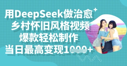 用DeepSeek做治愈乡村怀旧风格视频,爆款轻松制作,当日最高变现多张-誉聚网赚